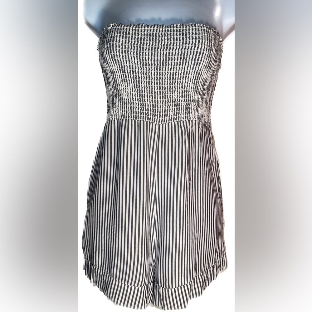SO ME YOUR MUMU TUBE TOP ROMPER Gray/ White Small
